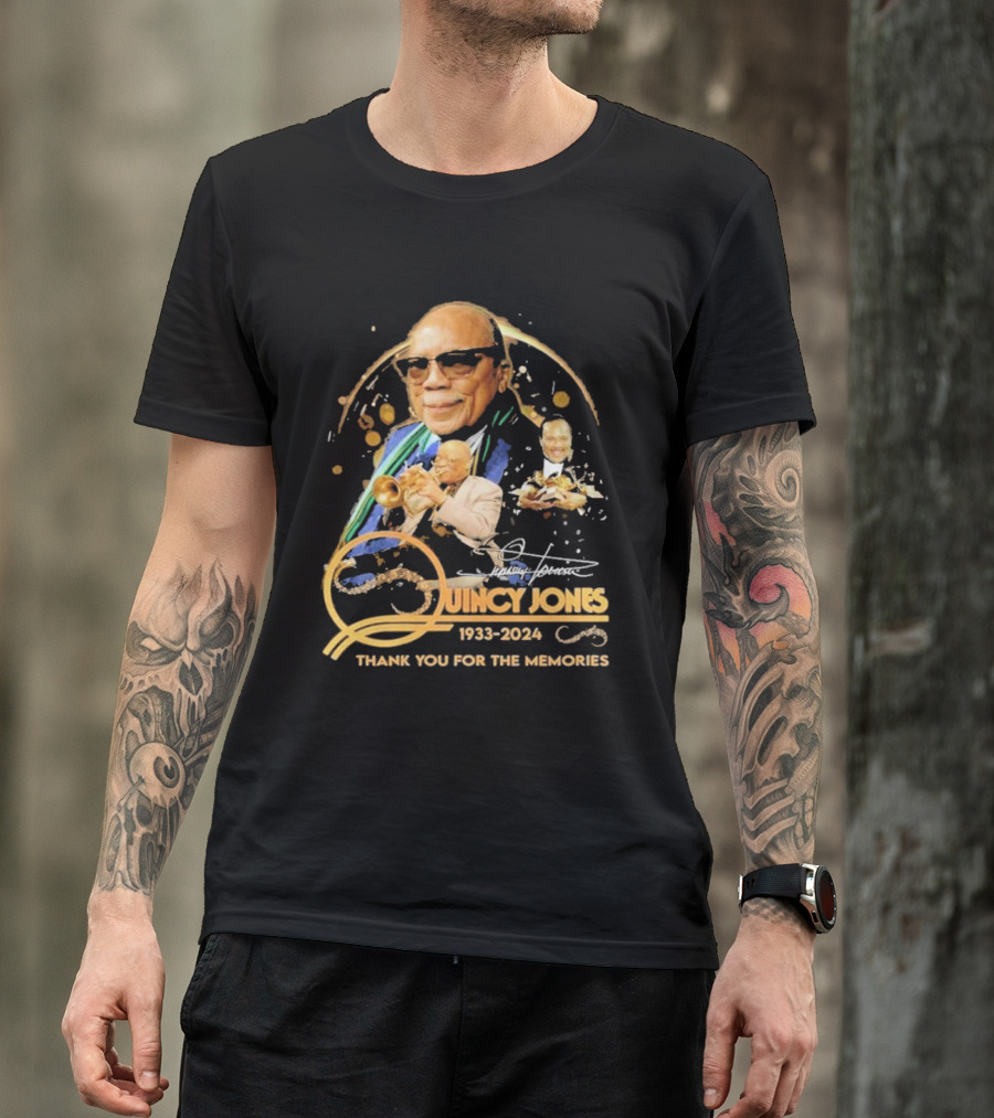 Quincy Jones 1933-2024 Thank You For The Memories Signature Collection T-Shirt