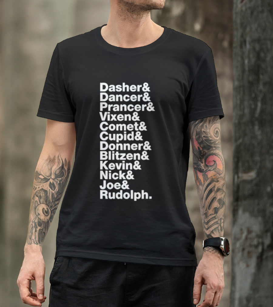Reindeer X Jonas Brothers Kevin Nick Joe Green Playlist T-Shirt