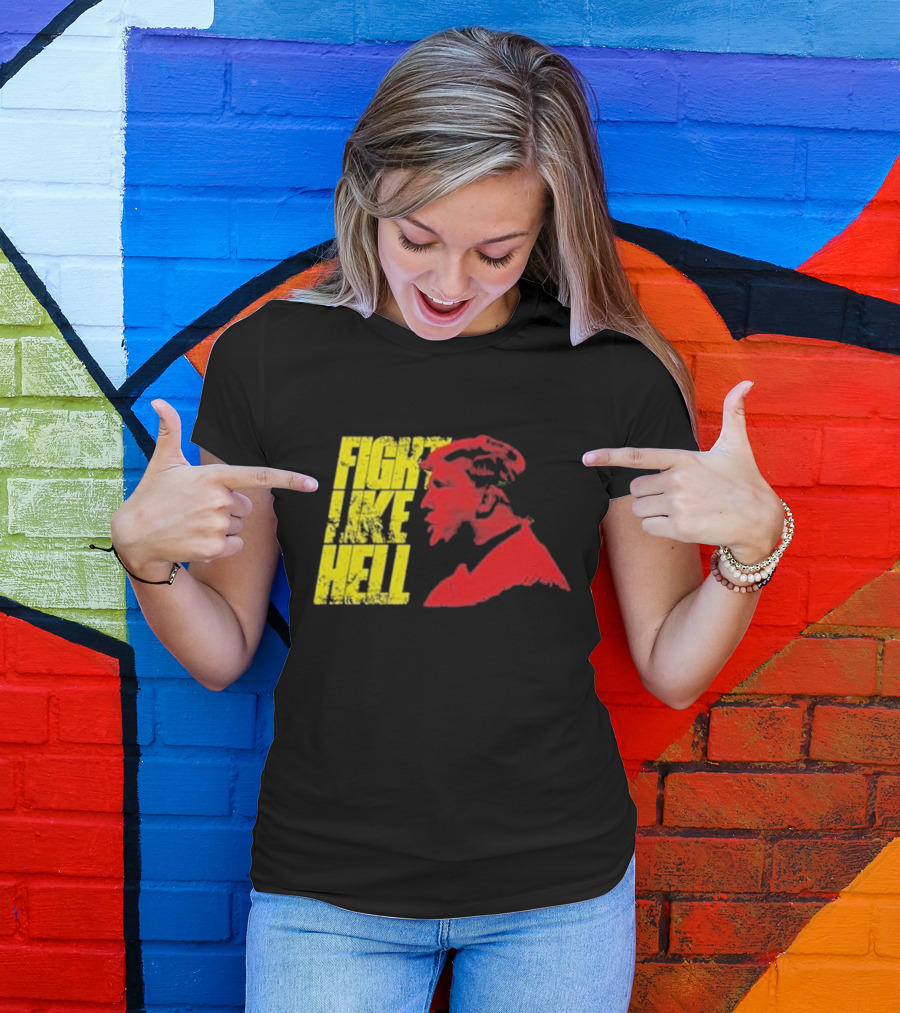 Steven Crowder Trump Fight Like Hell Yellow Text Red Profile T-Shirt