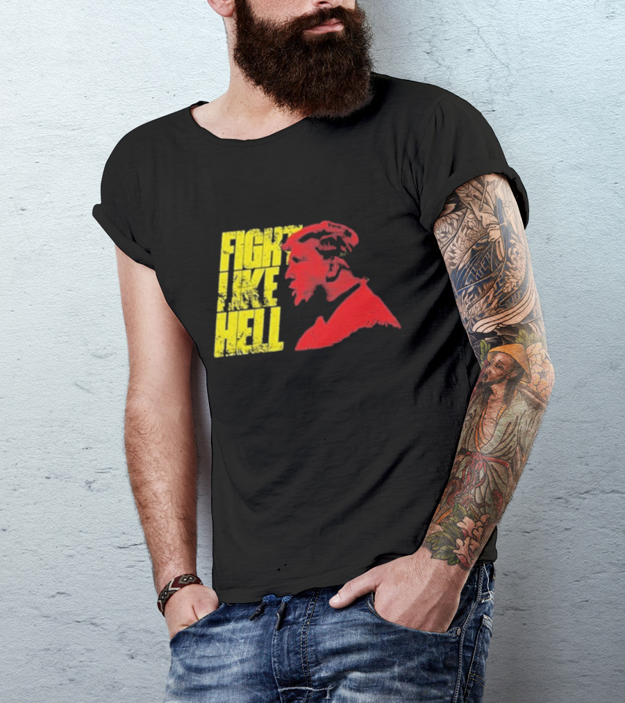 Steven Crowder Trump Fight Like Hell Yellow Text Red Profile T-Shirt