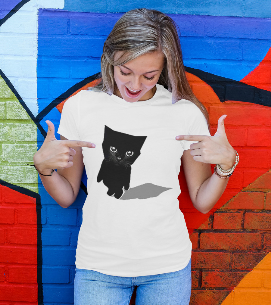 Sluj Art Bro Cute Black Cat Pixelated T-Shirt