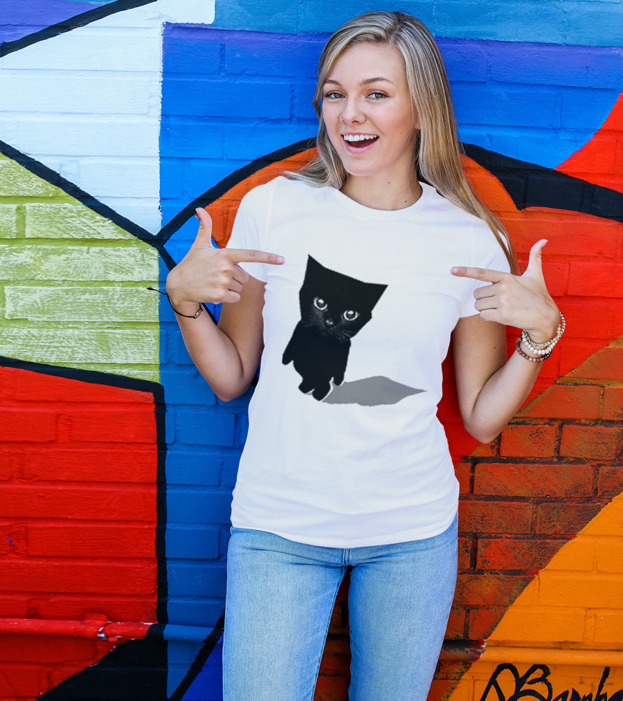 Sluj Art Bro Cute Black Cat Pixelated T-Shirt