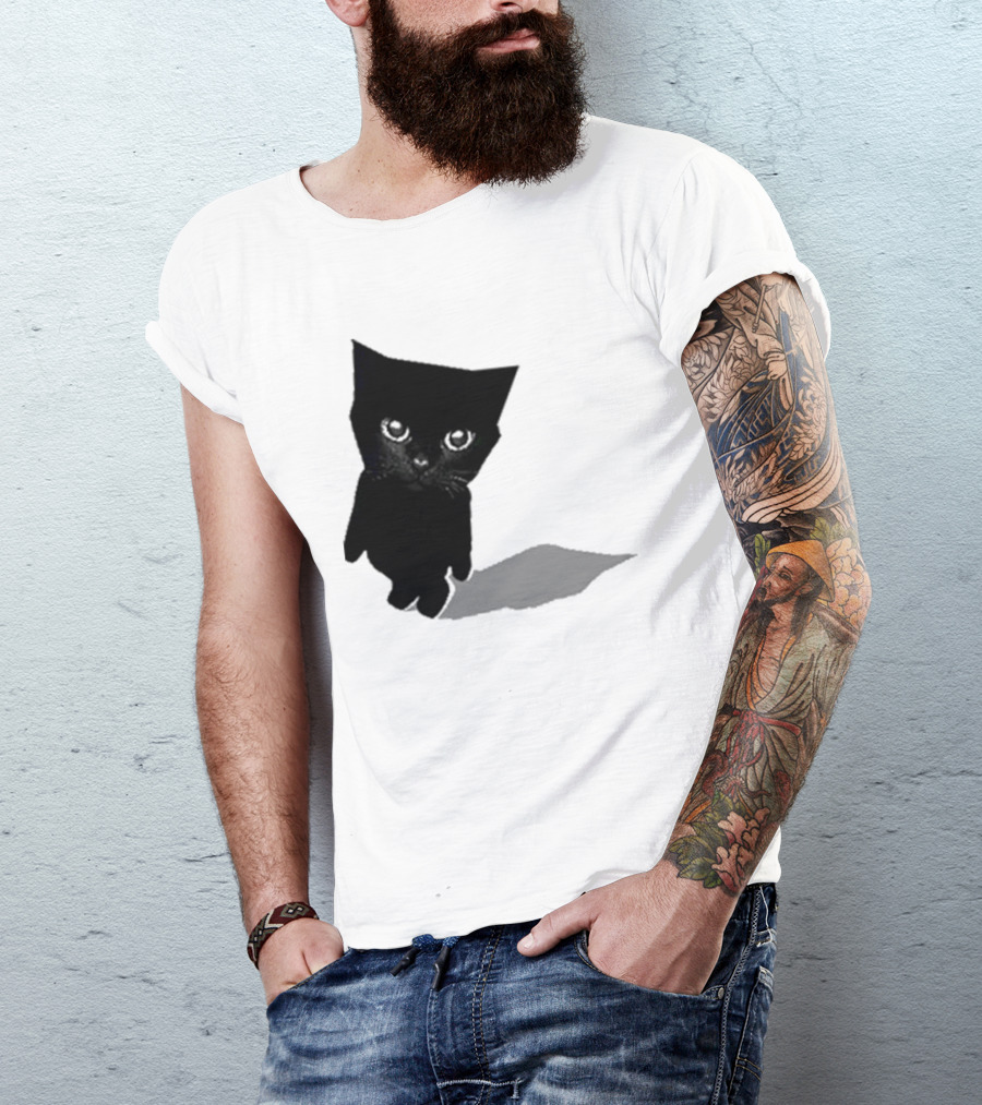 Sluj Art Bro Cute Black Cat Pixelated T-Shirt