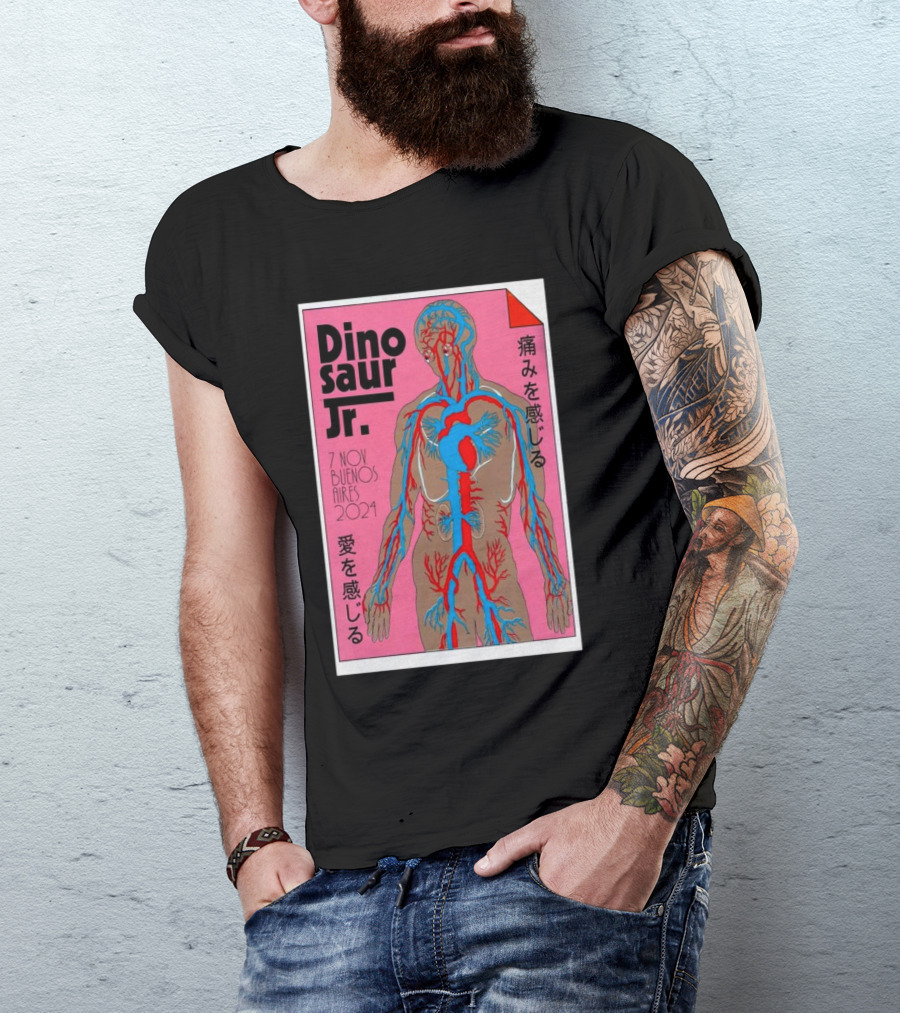 Dinosaur Jr. 7 Nov 2024 Buenos Aires Anatomy Graphic Pain And Love Themes T-Shirt