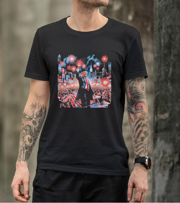 Donald Trump Fireworks City Victory Celebration Scene T-Shirt