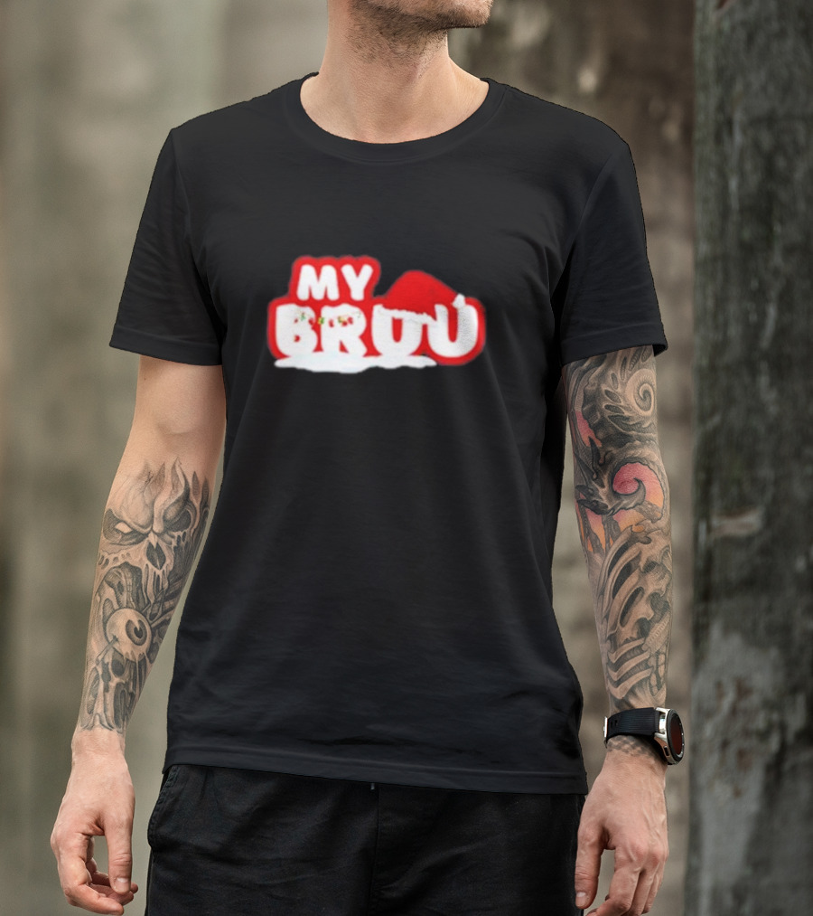 MY BRUU Christmas 2024 Santa Hat Snowflakes T-Shirt