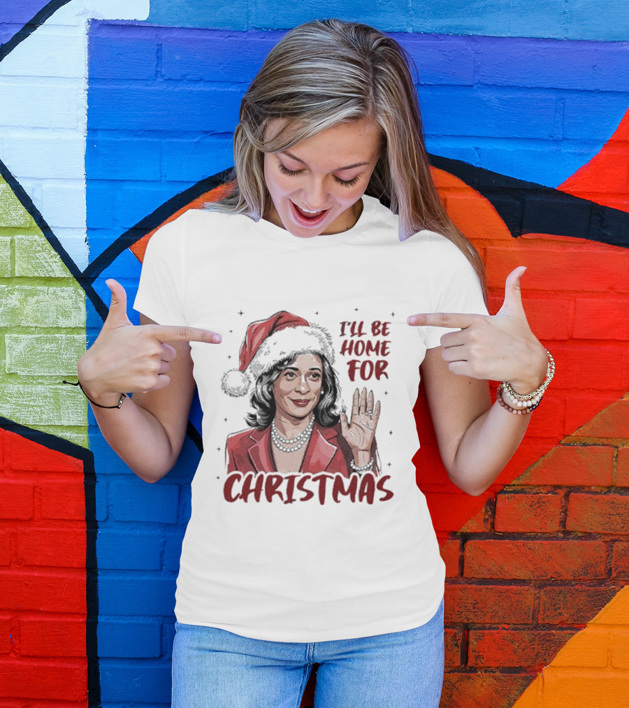 Kamala Harris I’ll Be Home For Christmas Santa Hat T-Shirt