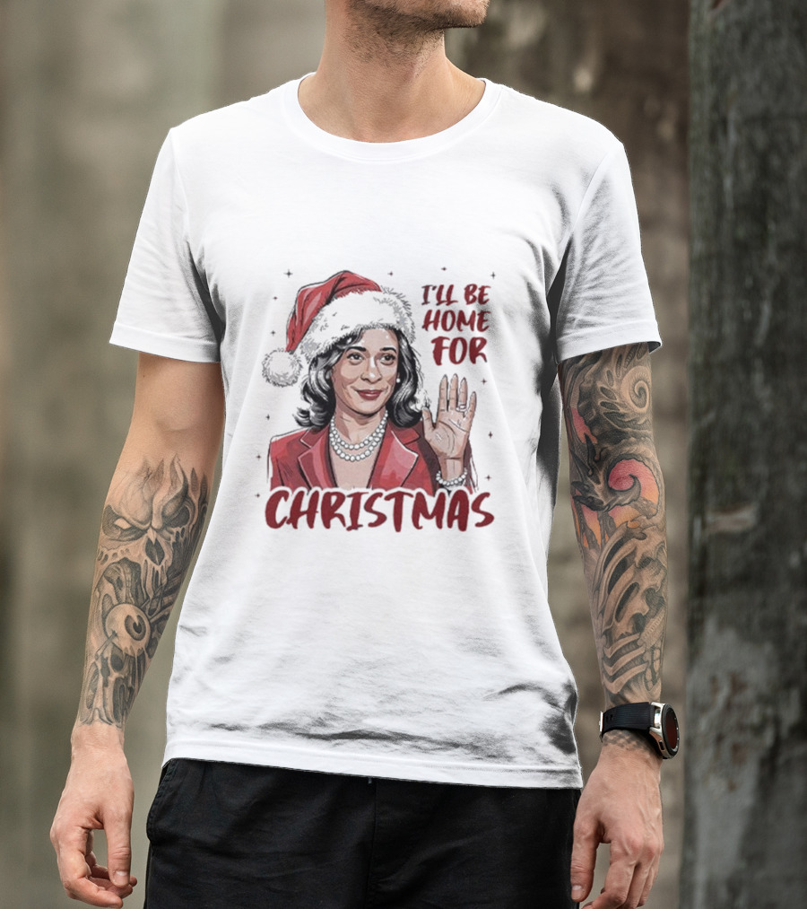 Kamala Harris I’ll Be Home For Christmas Santa Hat T-Shirt