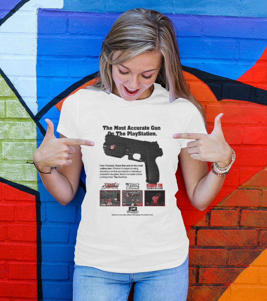 The Most Accurate Gun On The PlayStation Resident Evil Survivor Point Blank GunCon T-Shirt