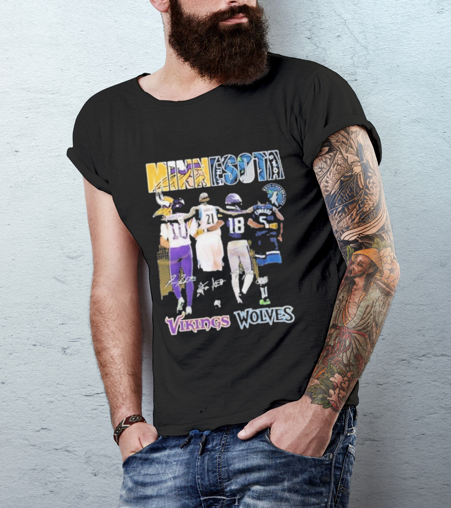 Minnesota Vikings Wolves Signature Collaboration T-Shirt