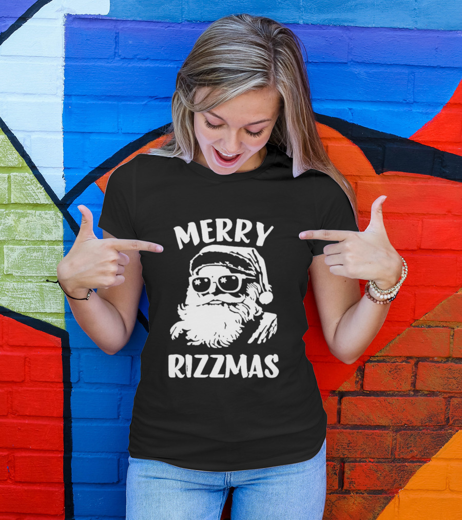 New Orleans Saints Blake Grupe Merry Rizzmas Darren Rizzi Santa Sunglasses T-Shirt