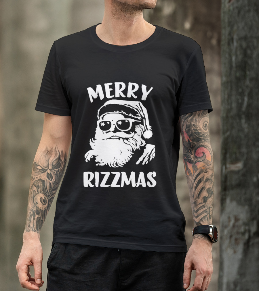 New Orleans Saints Blake Grupe Merry Rizzmas Darren Rizzi Santa Sunglasses T-Shirt