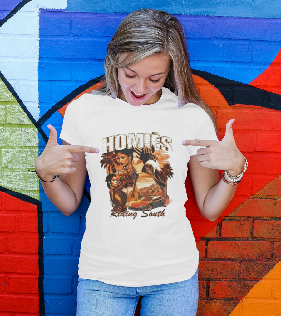 Homies Riding South Vintage Sunset Car Palms T-Shirt