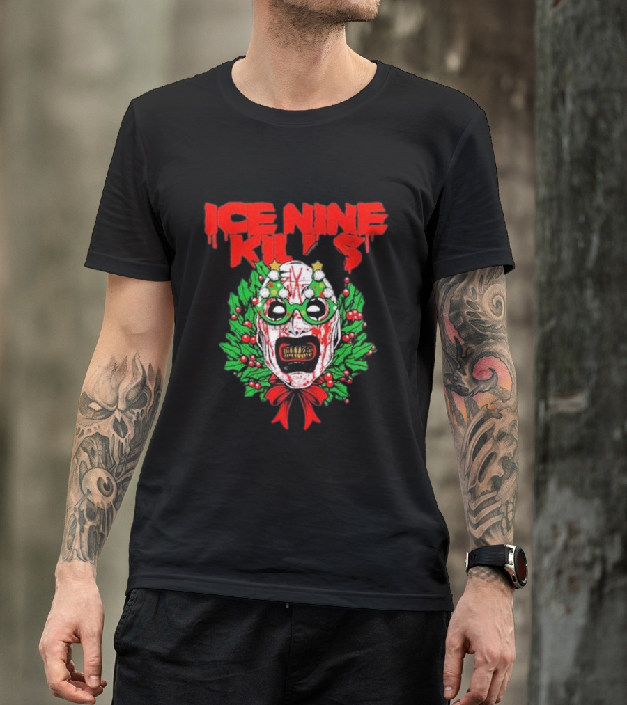 Ice Nine Kills Horror Christmas Wreath Mask T-Shirt