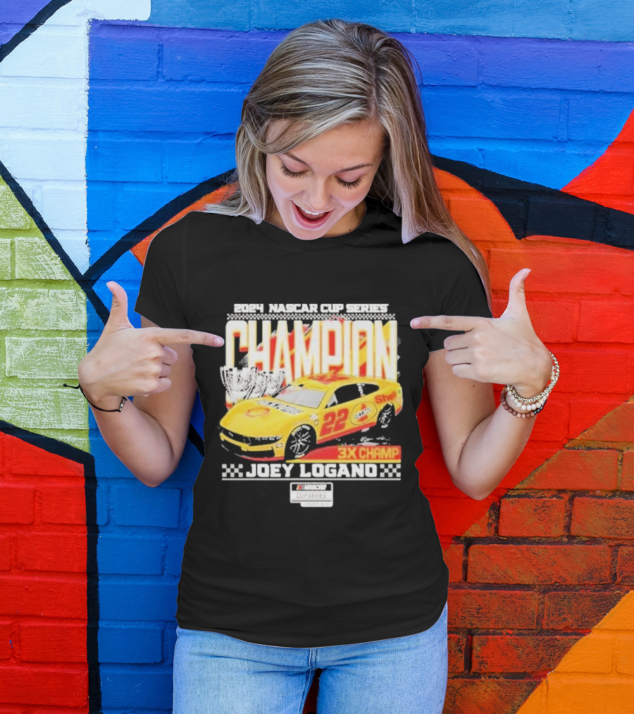 Joey Logano 2024 NASCAR Cup Series Champion 3X Champ Team Penske Car T-Shirt