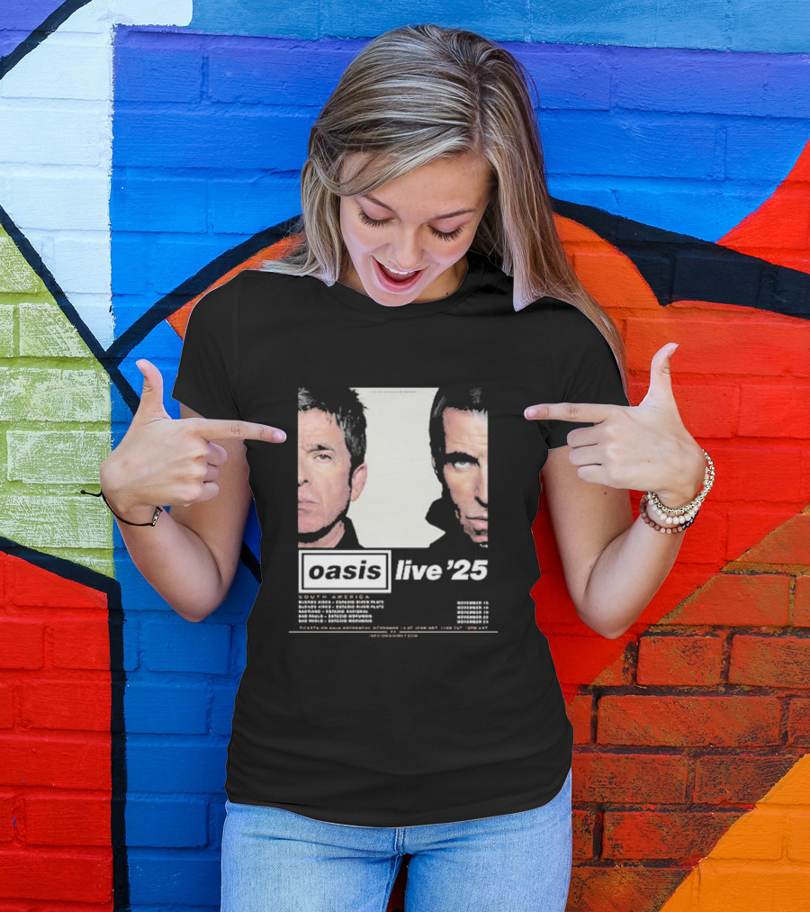 Oasis Live '25 South America Tour Dates Argentina Brazil Chile Peru Iconic Concert Events T-Shirt