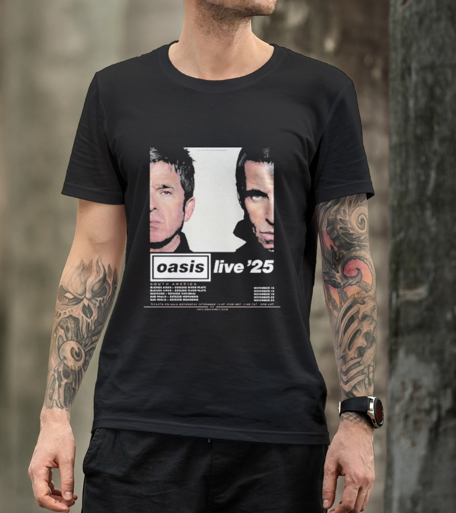 Oasis Live '25 South America Tour Dates Argentina Brazil Chile Peru Iconic Concert Events T-Shirt