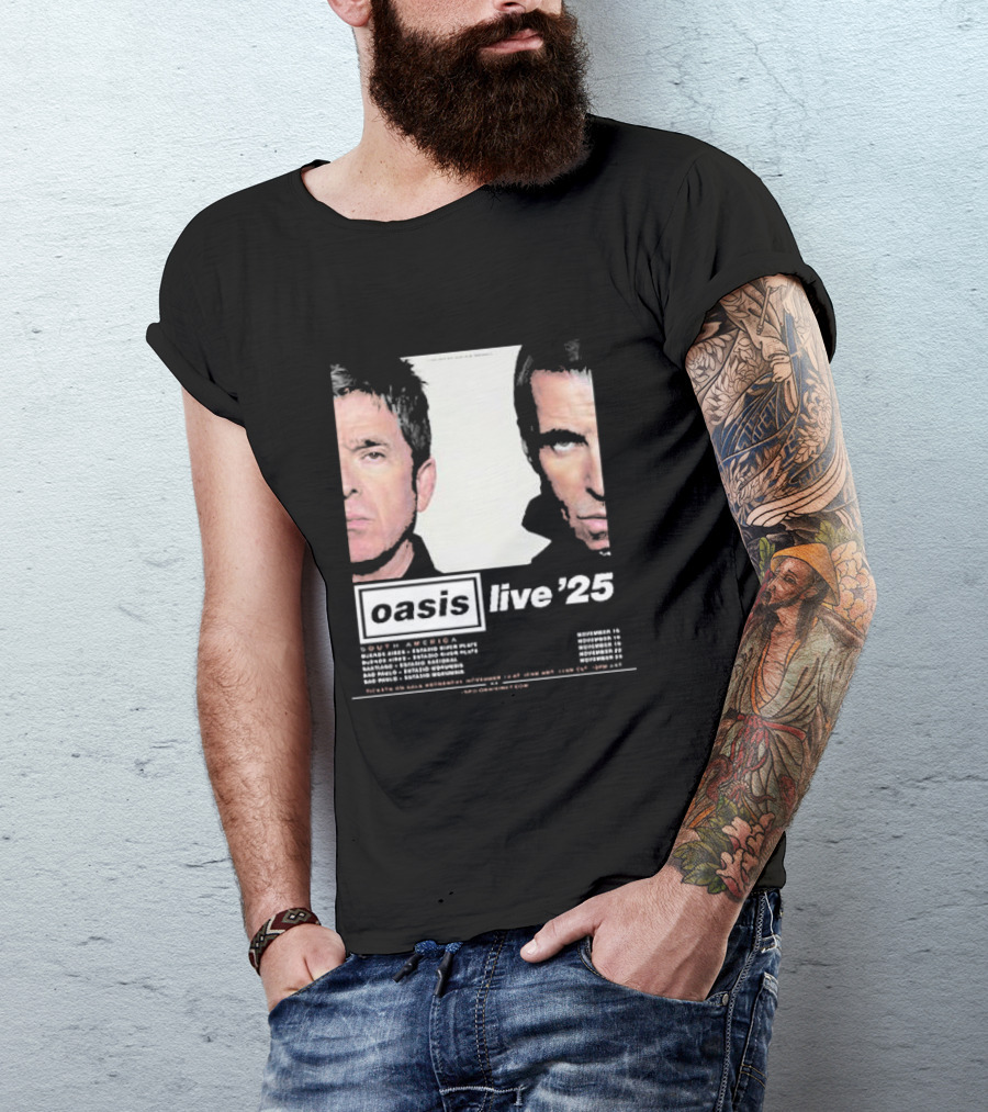 Oasis Live '25 South America Tour Dates Argentina Brazil Chile Peru Iconic Concert Events T-Shirt