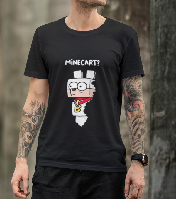 Cherry Island Bork Minecart 2024 Cartoon Figure With Red Scarf And Large 'B' On Chest T-Shirt
