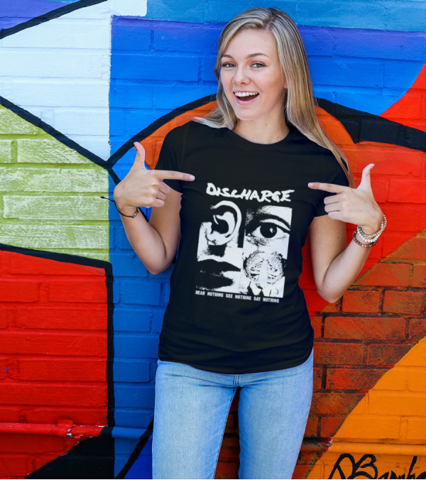Discharge Hear Nothing See Nothing Say Nothing Band Iconic T-Shirt