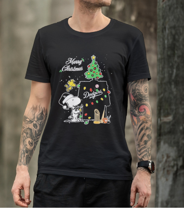 Merry Christmas Dodgers Snoopy Woodstock 2024 Fans T-Shirt