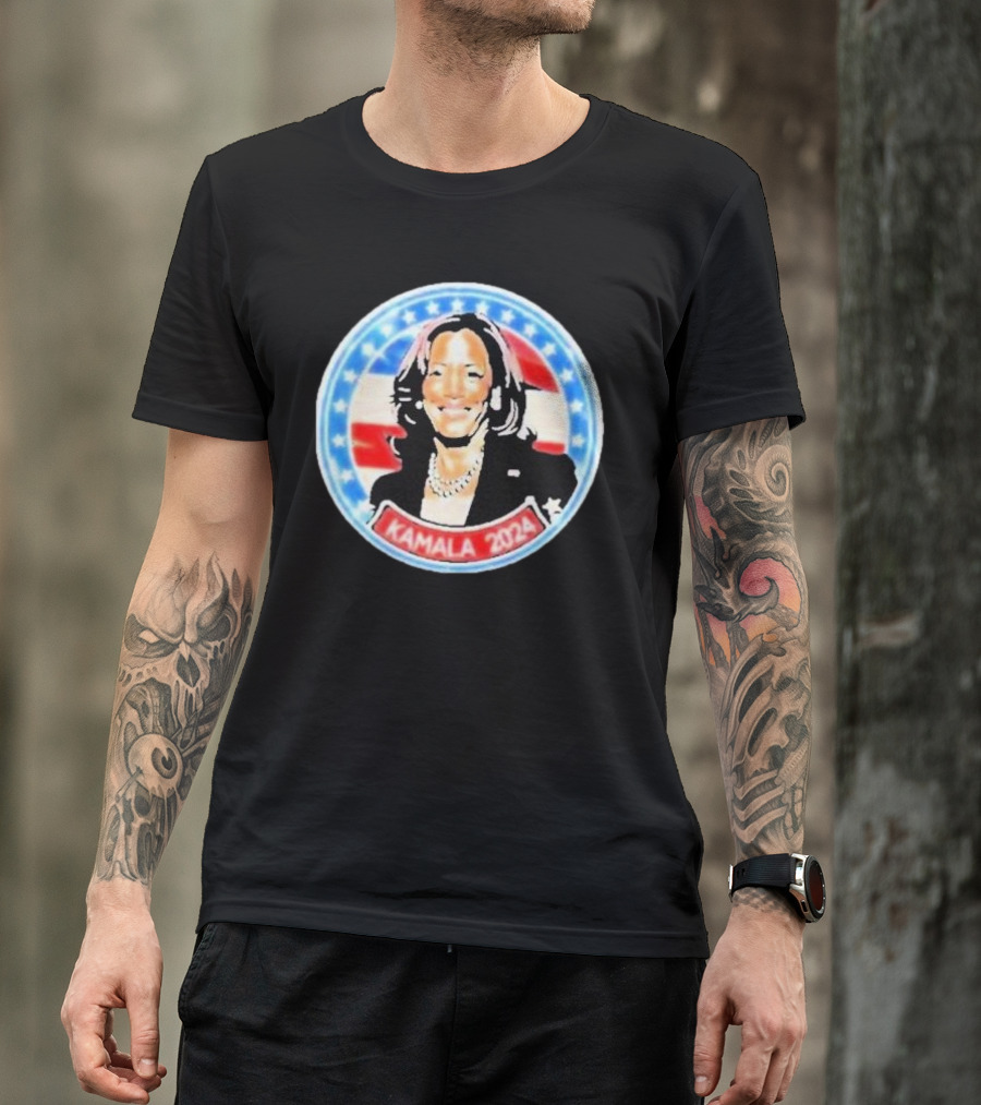 Kamala Harris 2024 Madam Vice President Democrat USA Flag Stars T-Shirt