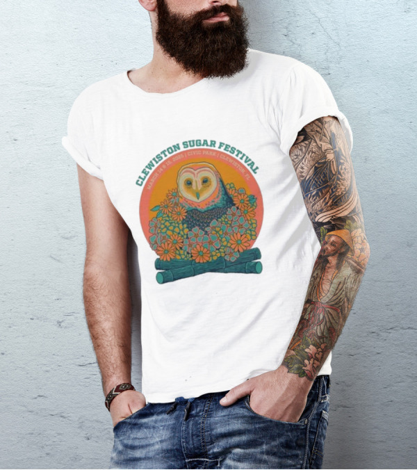 Clewiston Sugar Festival March 14-15 2025 Civic Park Clewiston FL Owl And Flowers T-Shirt