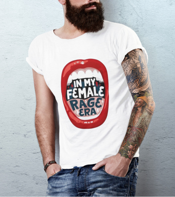 The Reswiftance In My Female Rage Era Red Lips Bold Typography T-Shirt
