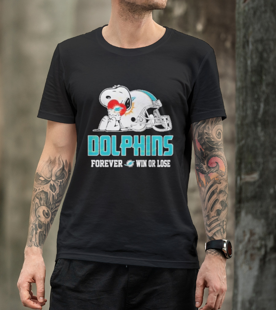 Dolphins Forever Win Or Lose Snoopy Miami Helmet T-Shirt