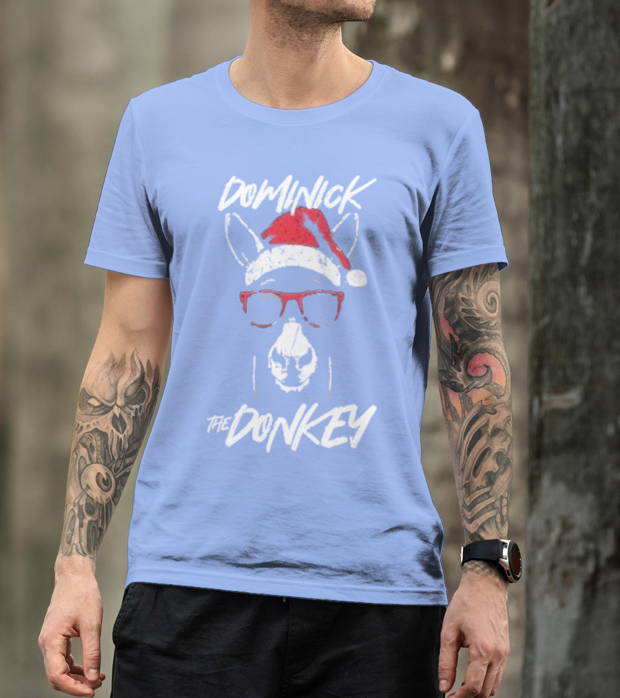 Dominick The Donkey Santa Hat Christmas Holiday T-Shirt