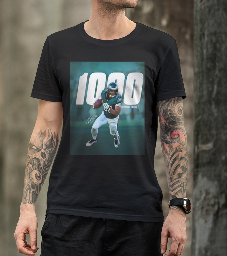 1000 Rushing Yards Football Player Signature T-Shirt