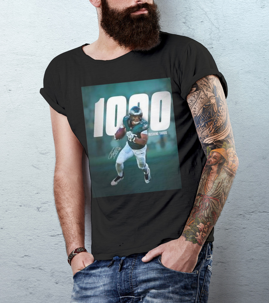 1000 Rushing Yards Football Player Signature T-Shirt