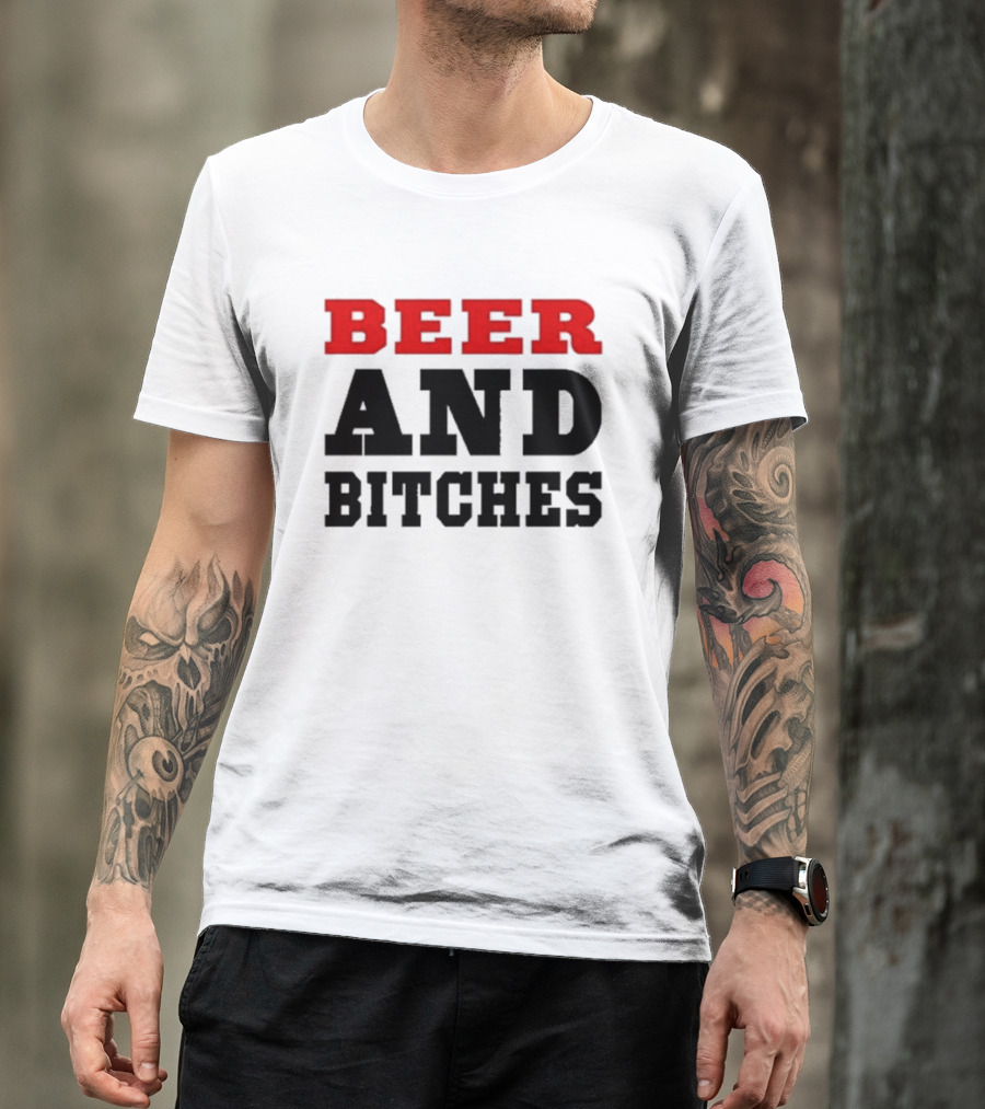 Truck Stop Beer And Bitches Bold Red T-Shirt