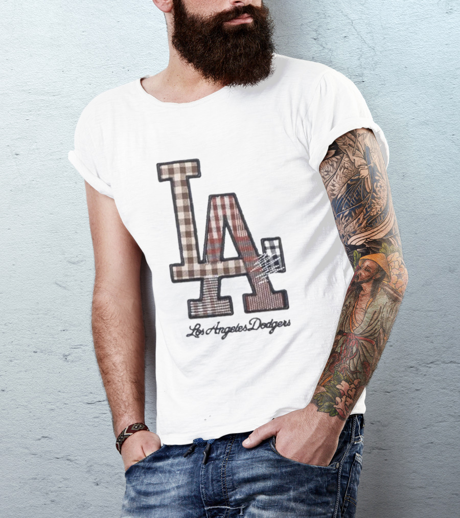 Los Angeles Dodgers Preppy Plaid LA T-Shirt