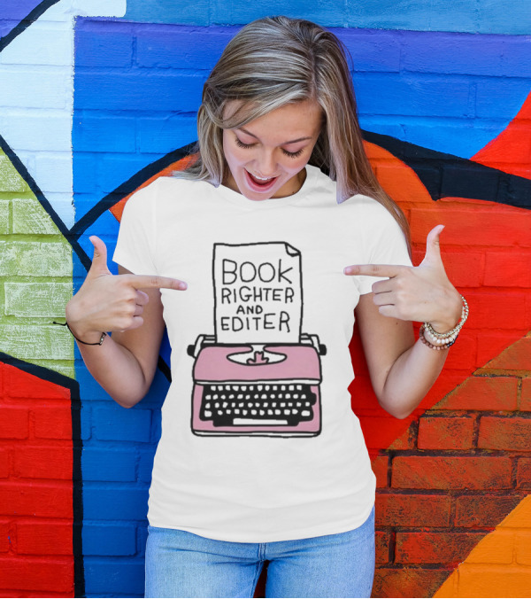 Zoe Bread Book Righter And Editer Pink Typewriter T-Shirt
