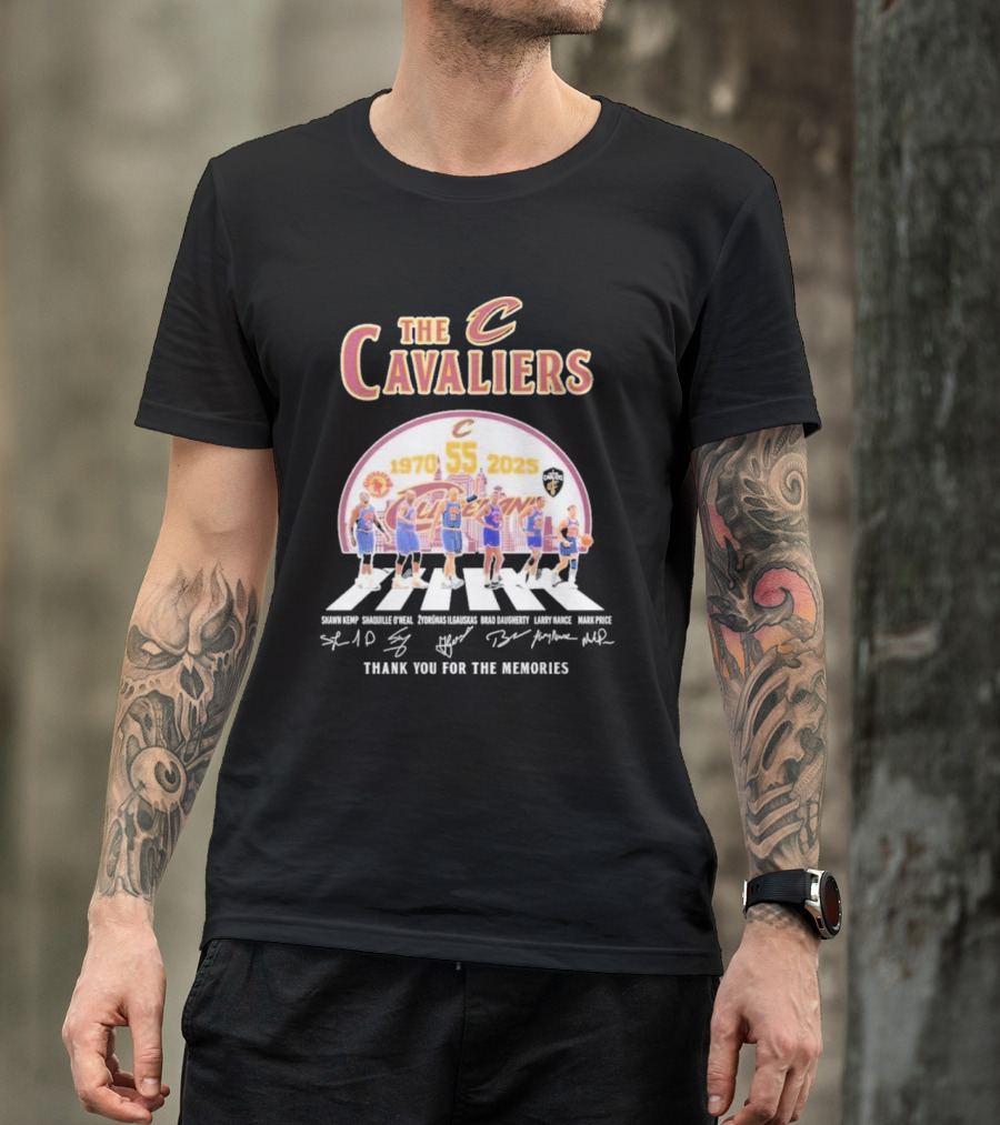 The Cavaliers 55 Years 1970-2025 Shawn Kemp Shaquille O'Neal Zydrunas Ilgauskas Brad Daugherty Larry Nance Mark Price Thank You For The Memories T-Shirt