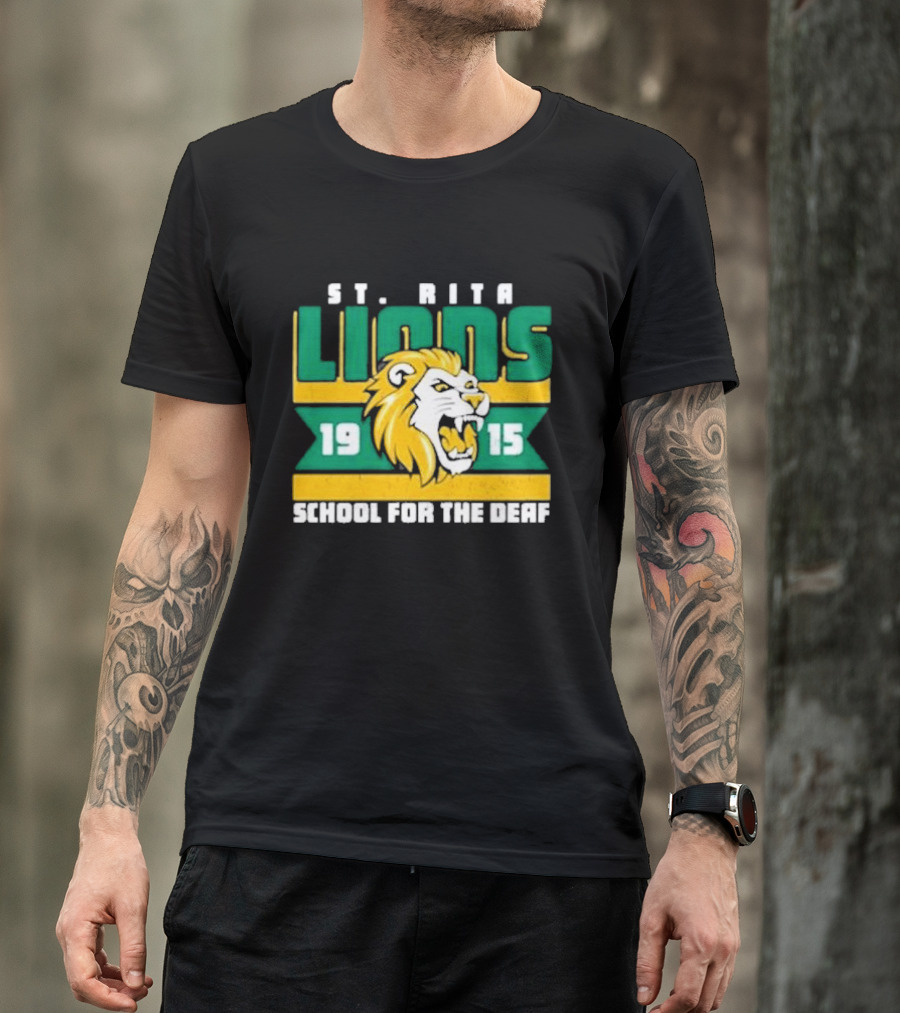 St. Rita Lions 1915 School For The Deaf Roaring Lion Emblem T-Shirt