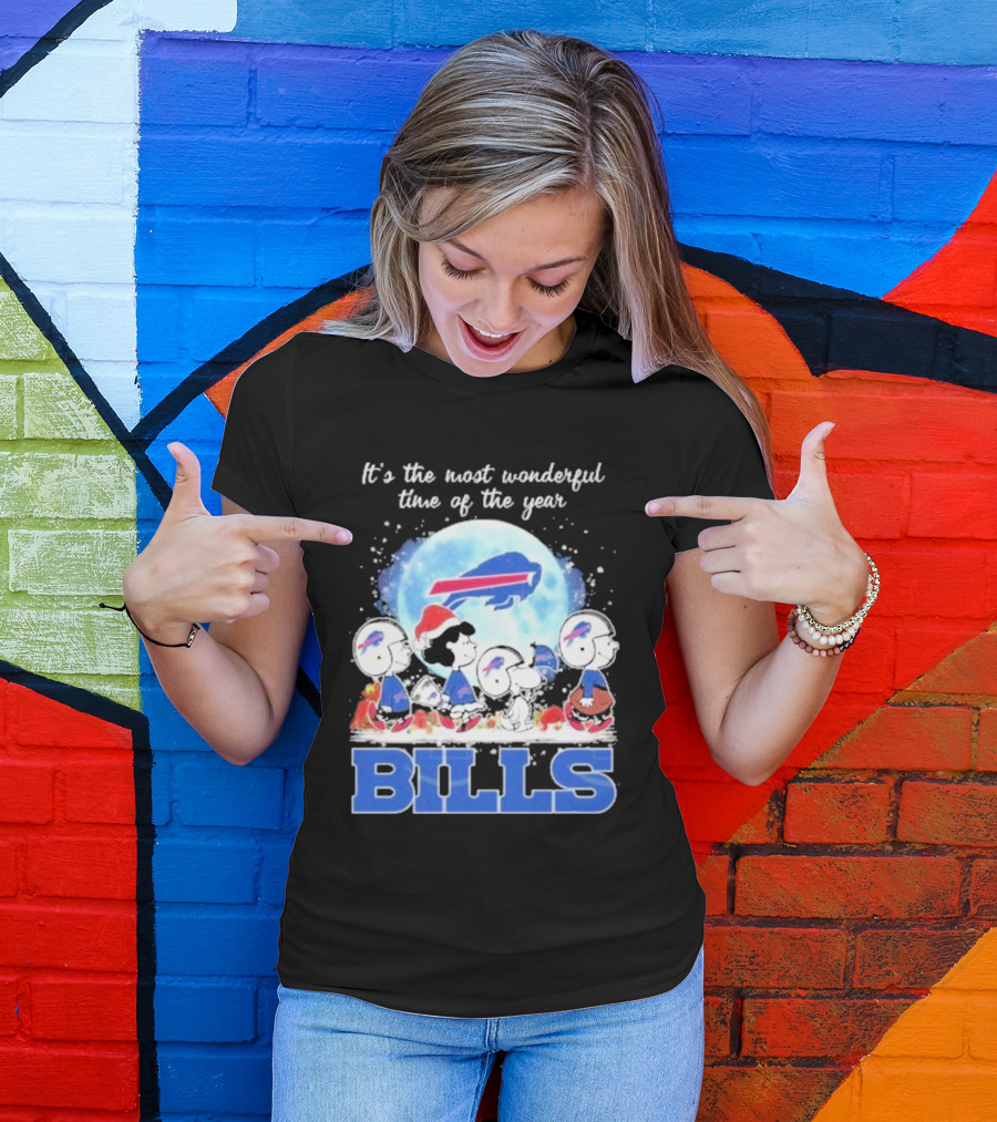 It's The Most Wonderful Time Of The Year Buffalo Bills Peanuts Football Holiday T-Shirt