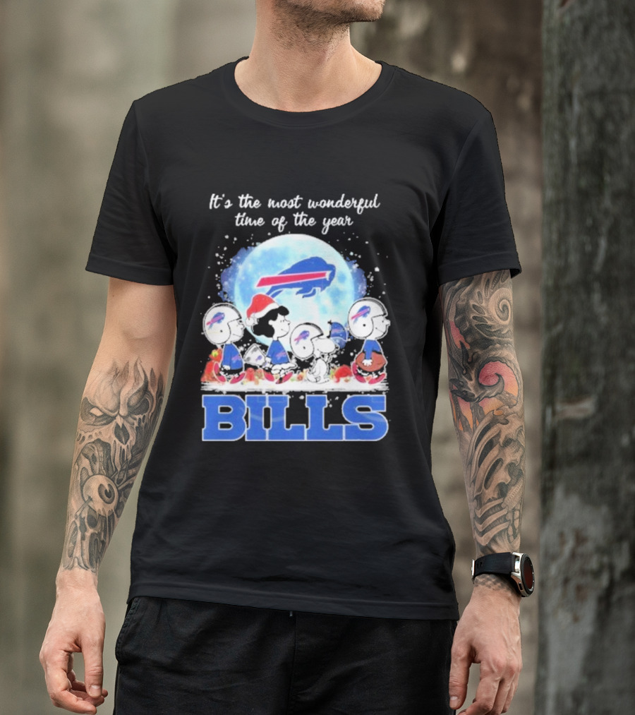 It's The Most Wonderful Time Of The Year Buffalo Bills Peanuts Football Holiday T-Shirt
