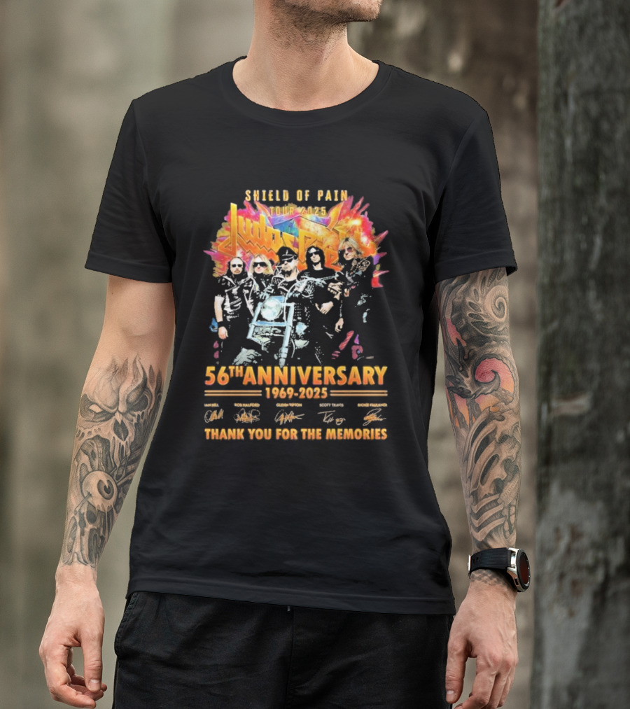 Judas Priest Shield Of Pain Tour 2025 56th Anniversary 1969-2025 Thank You For The Memories T-Shirt
