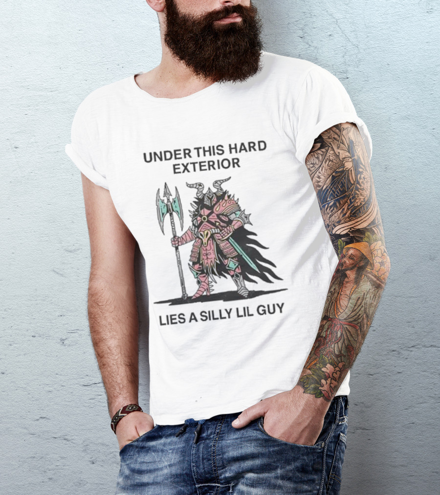 Under This Hard Exterior Lies A Silly Lil Guy Warrior With Axe And Horned Helmet T-Shirt