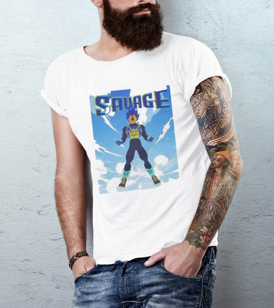 Vegeta Blue Saiyan Savage Super Warrior Transformation Scene T-Shirt
