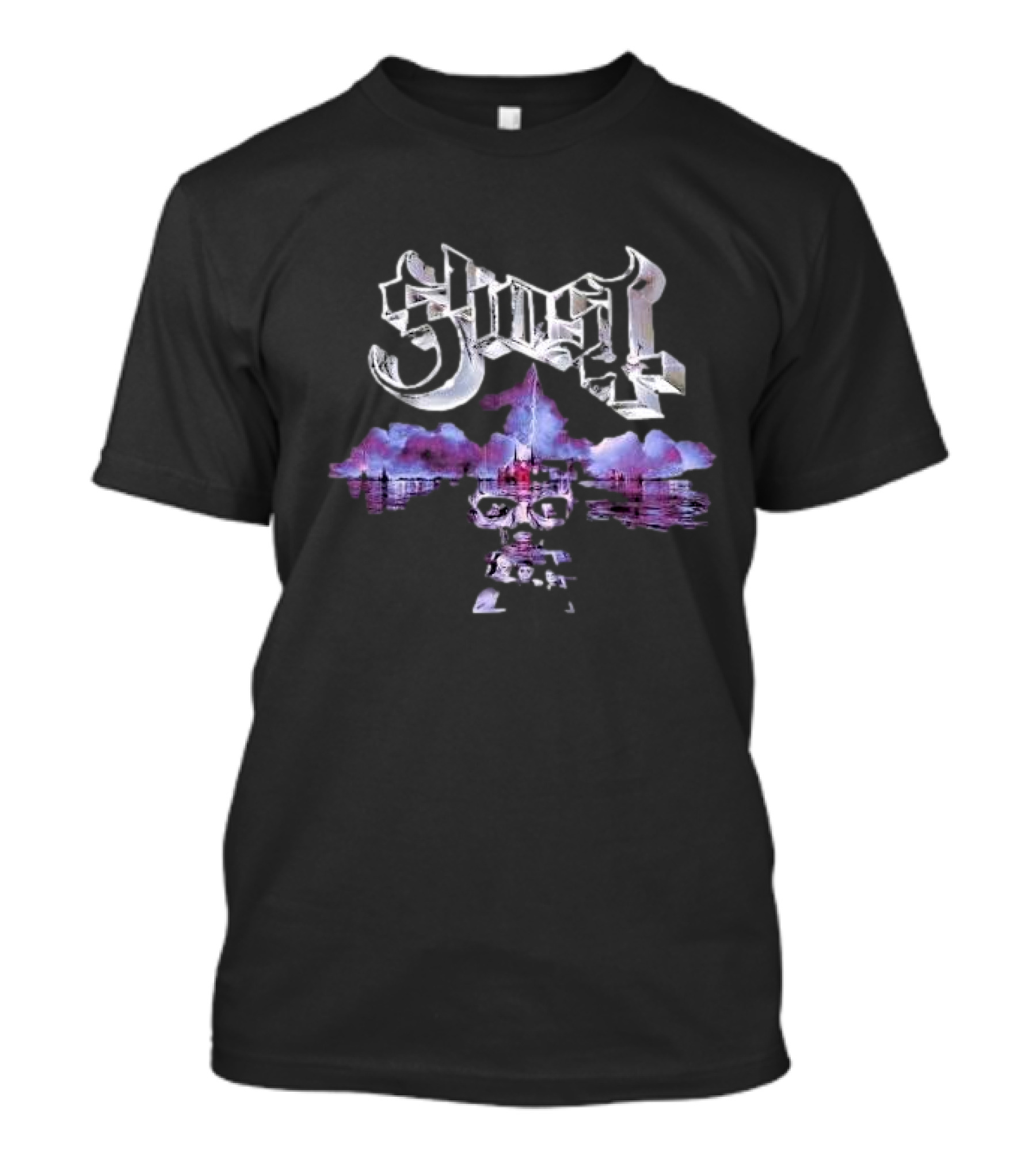 Ghost 2025 World Tour Skull And Cityscape Reflections T-Shirt