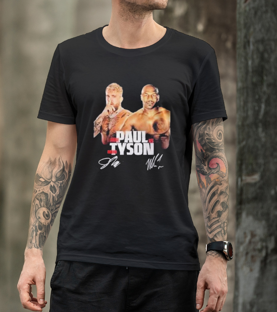 Jake Paul Vs Mike Tyson Global Live Sports Event With Signatures T-Shirt