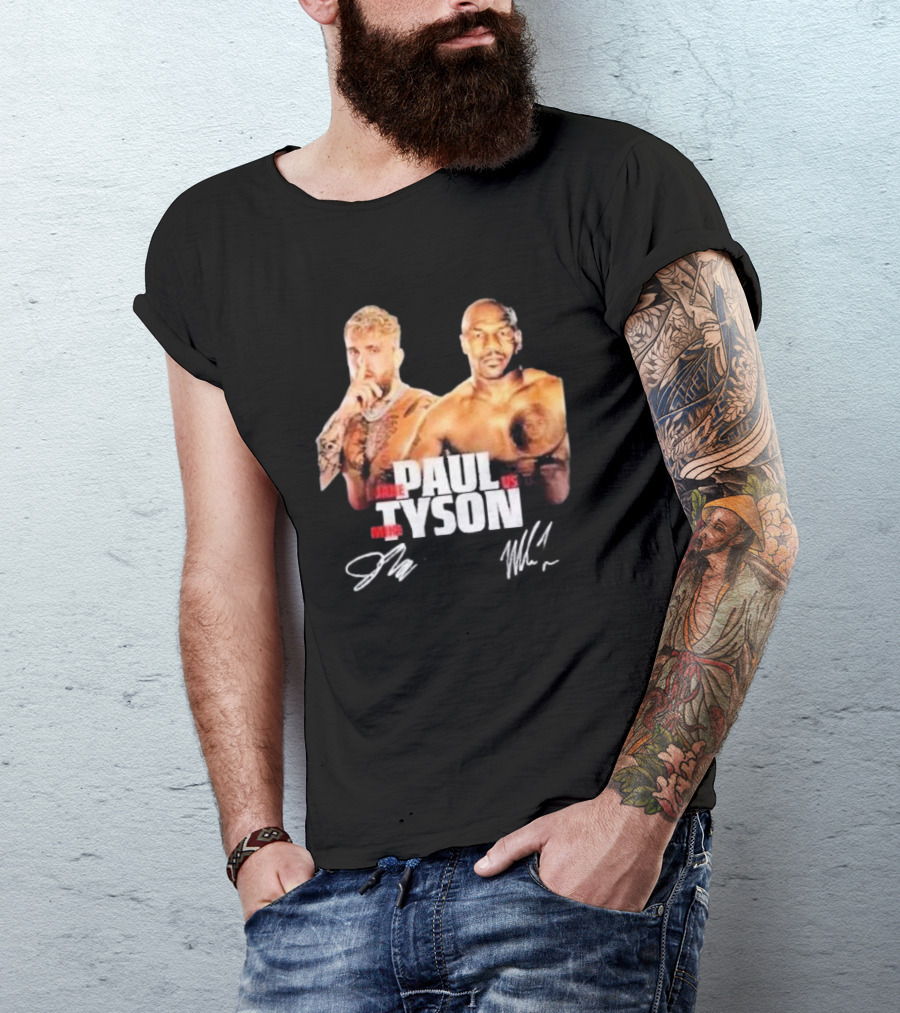 Jake Paul Vs Mike Tyson Global Live Sports Event With Signatures T-Shirt