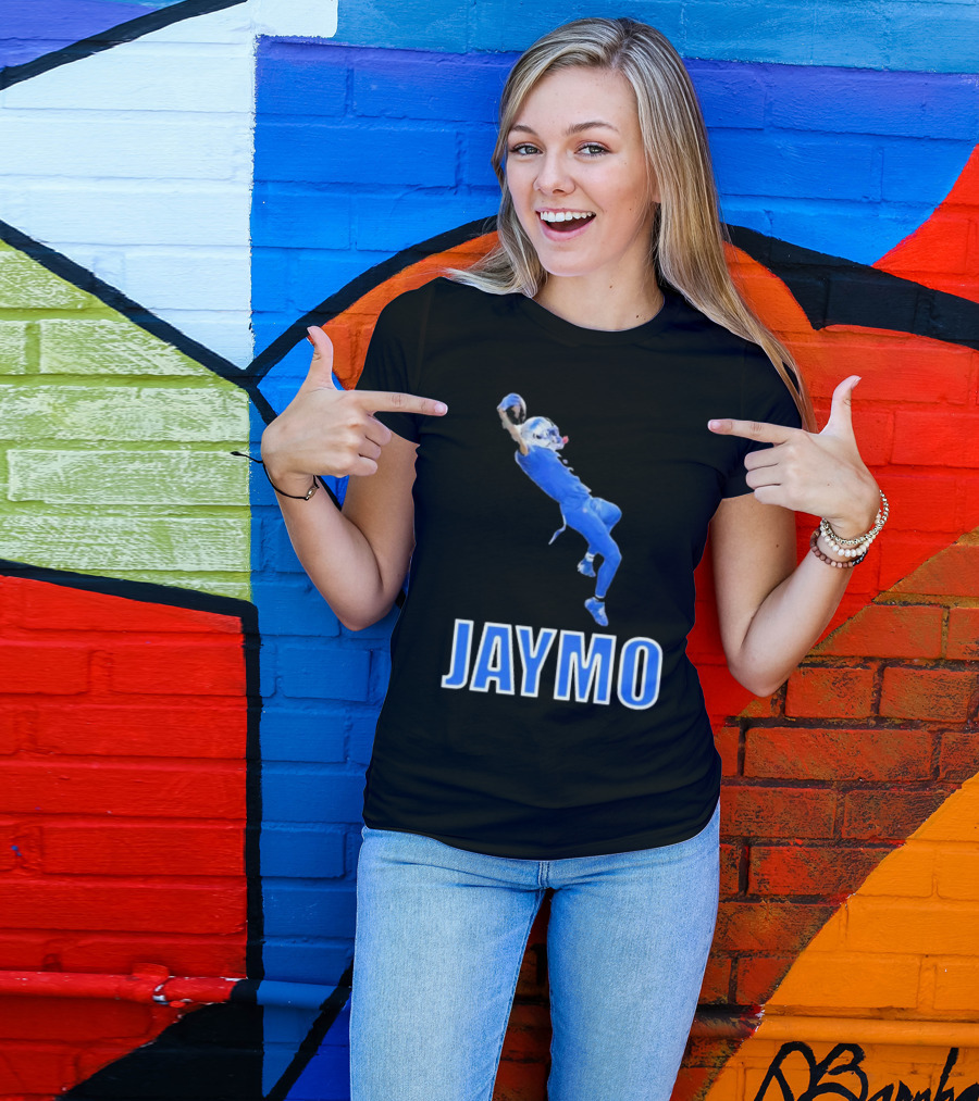 Jaymo Football Catch Jump Athlete Sports Blue Uniform T-Shirt