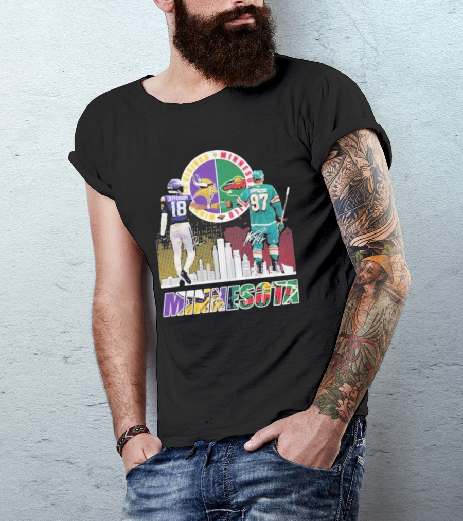 Minnesota Vikings Justin Jefferson Minnesota Wild Kirill Kaprizov Minnesota Proud T-Shirt