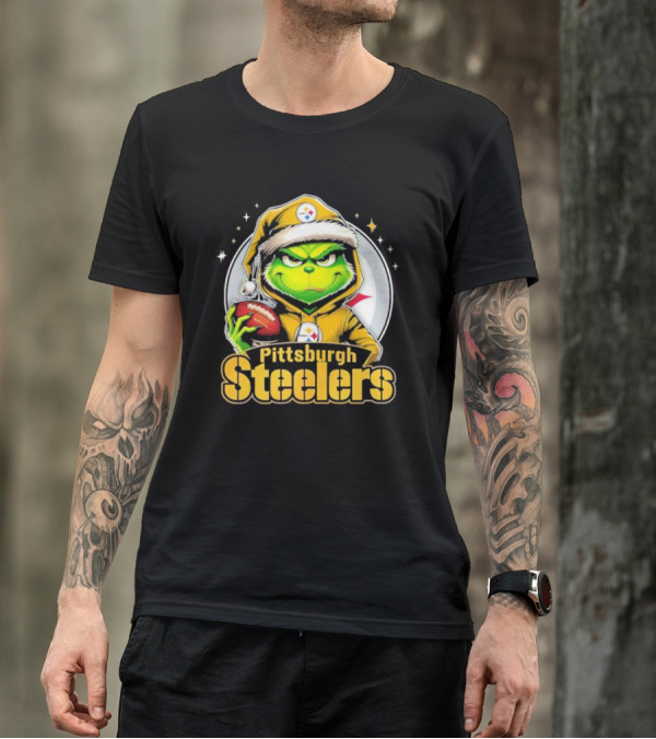 The Grinch Pittsburgh Steelers Christmas Football Crossover T-Shirt
