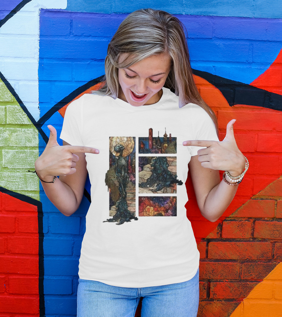 Zedd Descensus 2024 Stained Glass Skeleton And Cityscape Fantasy T-Shirt