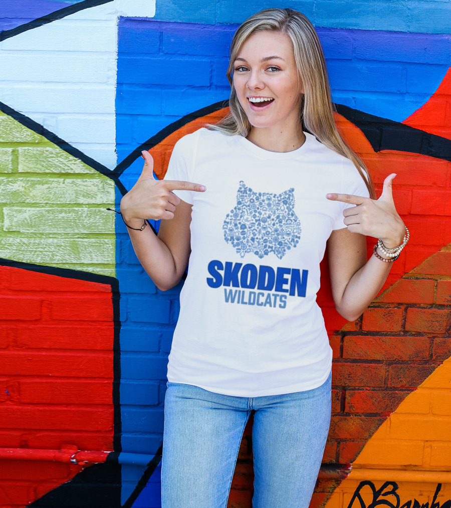Skoden Wildcats Blue Emblem With Symbols T-Shirt